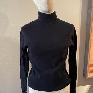 Brooks Brothers Melanie Black 100% Cotton Turtleneck Size L